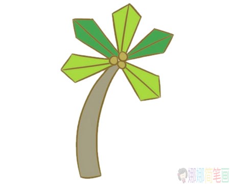 好看的椰子树简笔画画法步骤图片大全-7