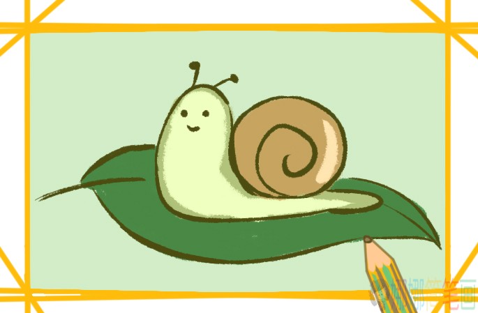 可爱蜗牛涂色简笔画图片教程-1