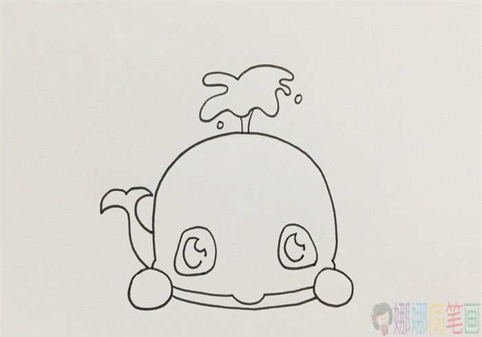 Q版蓝鲸简笔画画法-4