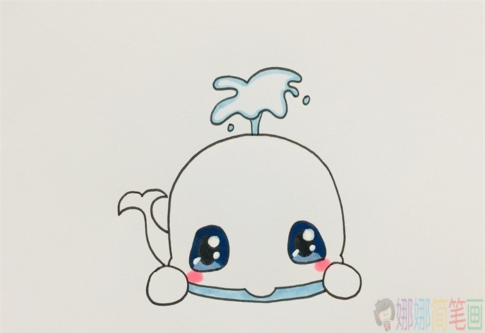 Q版蓝鲸简笔画画法-5