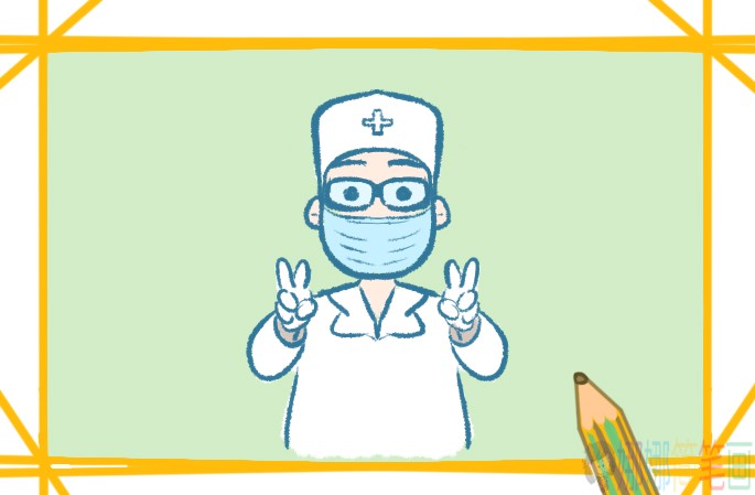 抗击疫情的医生叔叔简笔画-1