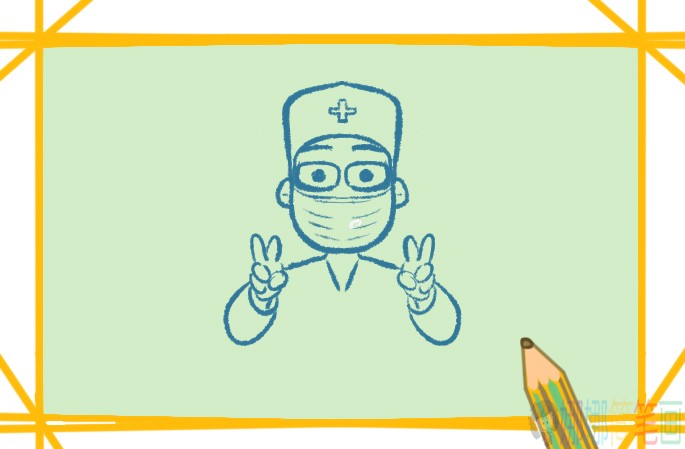 抗击疫情的医生叔叔简笔画-4