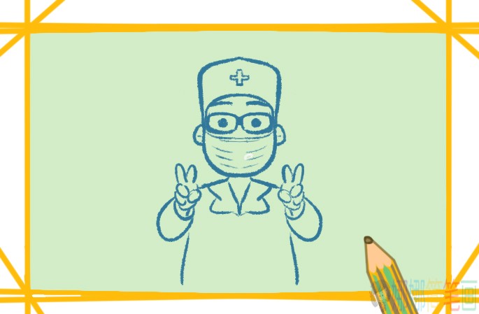 抗击疫情的医生叔叔简笔画-5