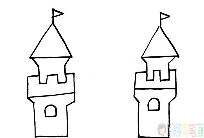 城堡简笔画,城堡儿童画画法-2