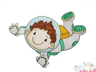太空宇航员简笔画画法步骤-1
