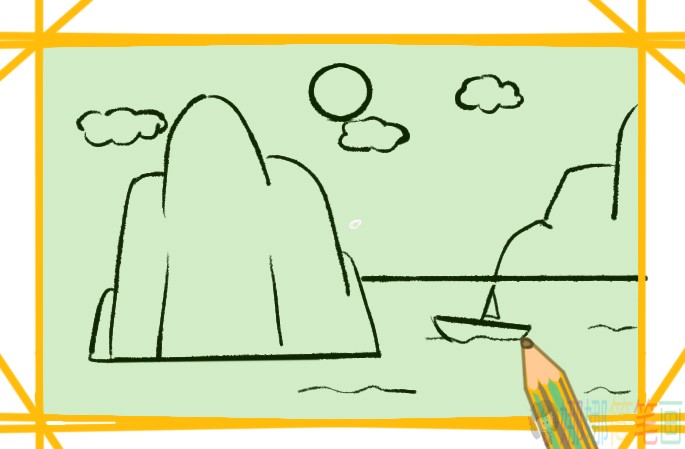 简单美丽的山水简笔画画法图片教程-5