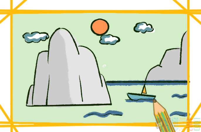 简单美丽的山水简笔画画法图片教程-6
