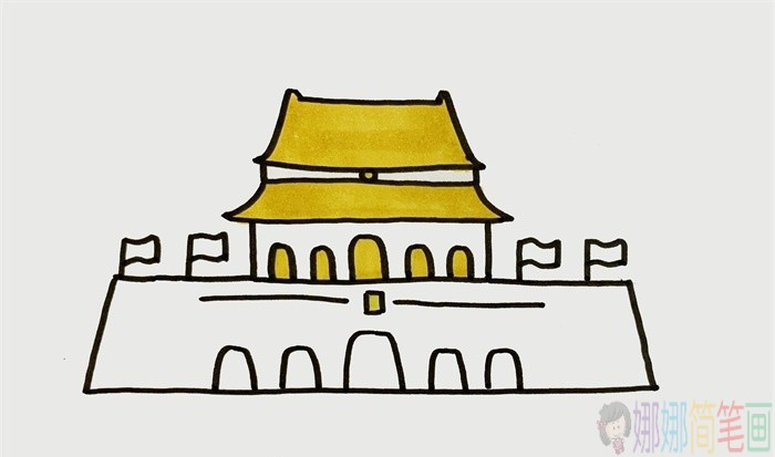 天安门简笔画,天安门怎么画-4