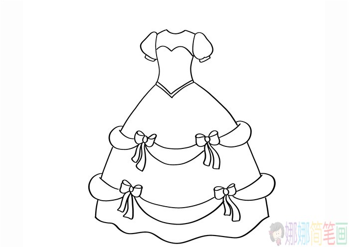 婚纱简笔画,婚纱的画法-4