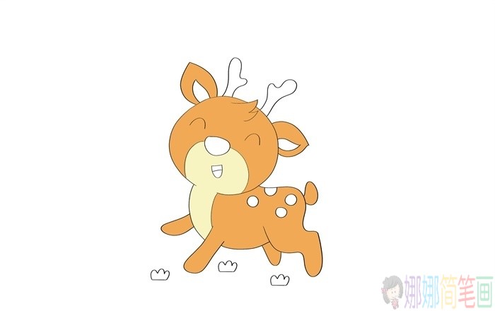 可爱的梅花鹿简笔画画法-4