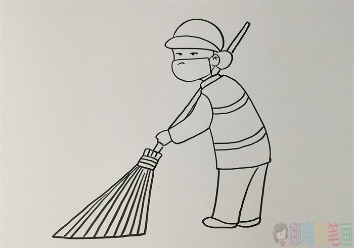 环卫工人简笔画,环卫工人怎么画-4