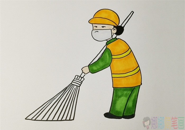 环卫工人简笔画,环卫工人怎么画-5