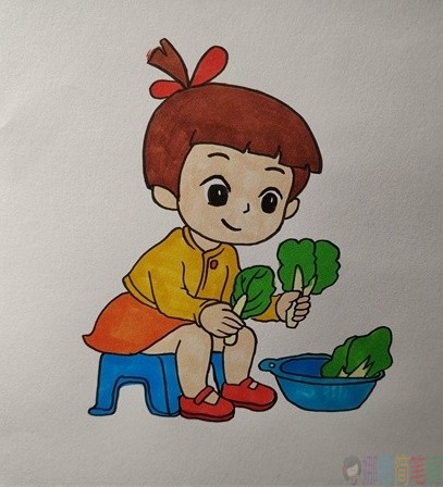 珍惜粮食简笔画,我是勤劳小少年简笔画-1