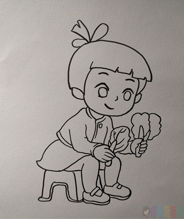 珍惜粮食简笔画,我是勤劳小少年简笔画-5