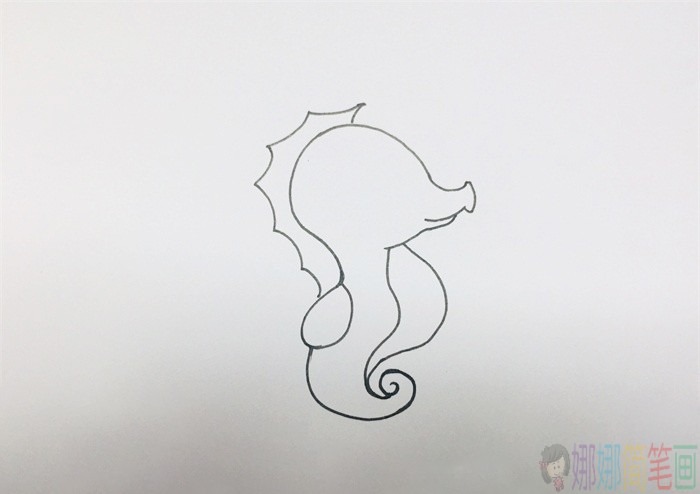 海马简笔画,海马幼儿画法-3