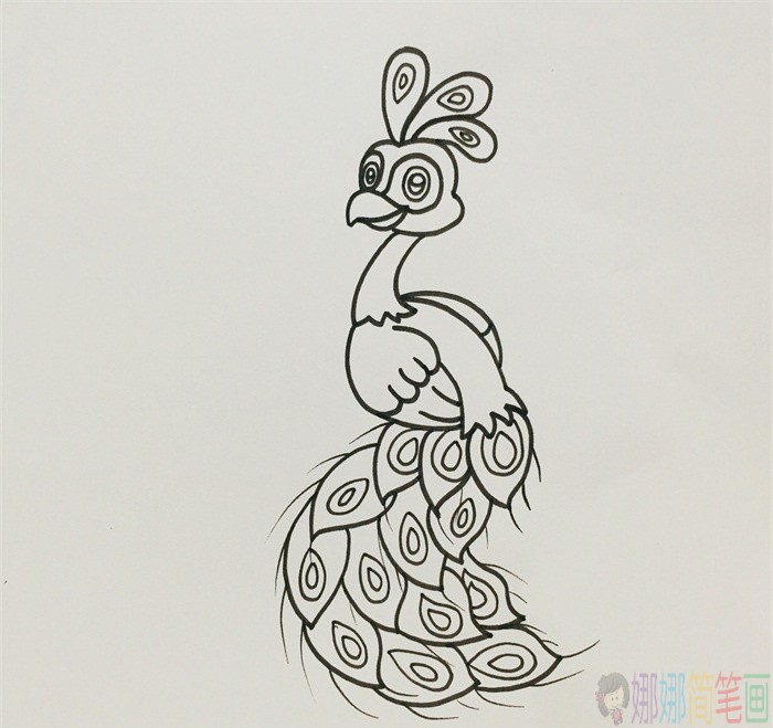 孔雀简笔画,孔雀怎么画好看-5