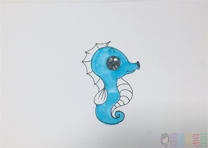 海马简笔画,海马幼儿画法-5