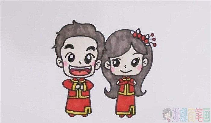 新婚夫妻人物简笔画-1