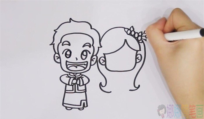 新婚夫妻人物简笔画-3