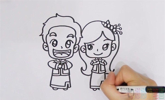 新婚夫妻人物简笔画-4