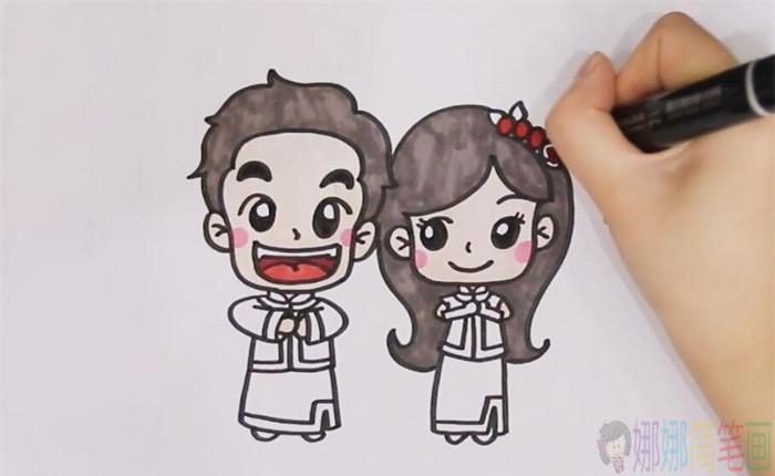 新婚夫妻人物简笔画-5