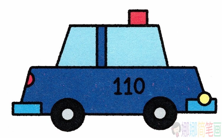 简单的警车简笔画上色图-1