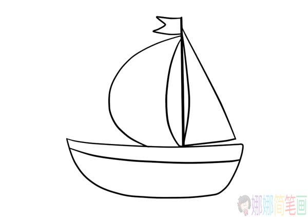 小帆船简笔画彩色,小帆船简笔画步骤-3