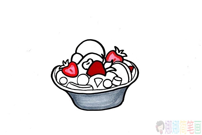 水果沙拉简笔画画法-4