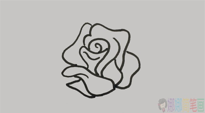 粉红色蔷薇花朵简笔画-4