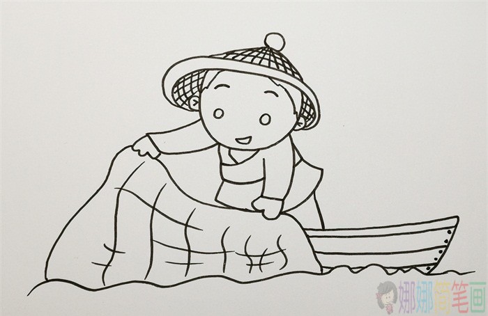 渔夫简笔画,捕鱼人简笔画图片-4
