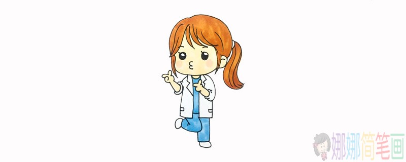 俏丽可爱的女医生简笔画-1