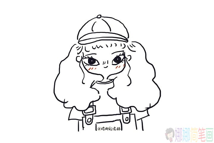 漂亮可爱的女孩简笔画线稿-1
