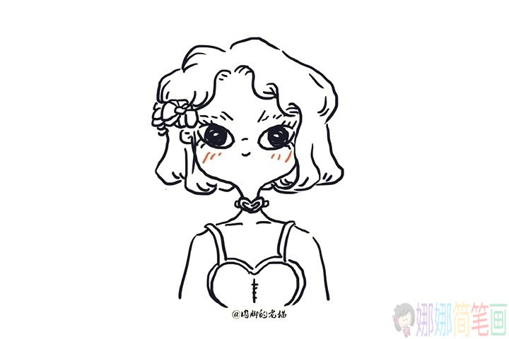 漂亮可爱的女孩简笔画线稿-2