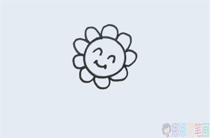 简单的向日葵儿童简笔画画法-3
