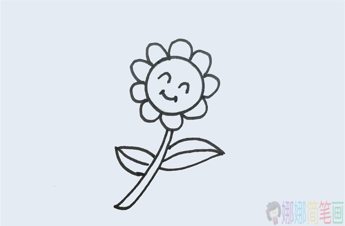 简单的向日葵儿童简笔画画法-4