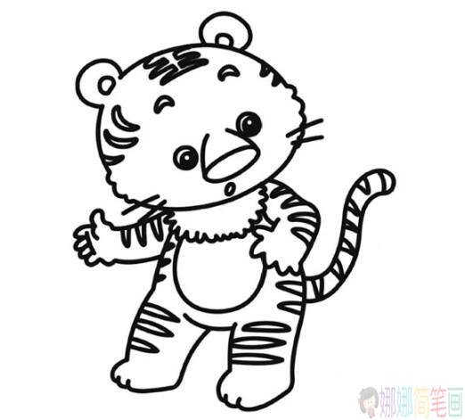 小老虎彩色简笔画填色图-1
