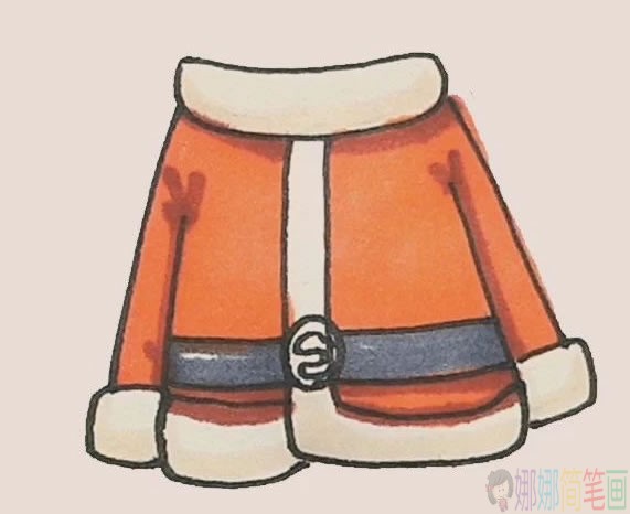 圣诞服简笔画彩色画法,圣诞服简笔画步骤-6