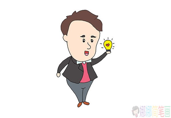 爱迪生发明电灯简笔画画法,爱迪生简笔画步骤-1
