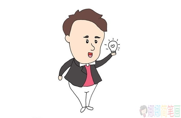 爱迪生发明电灯简笔画画法,爱迪生简笔画步骤-5