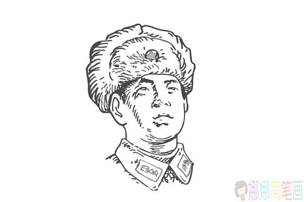 雷锋头像简笔画图片大全-3