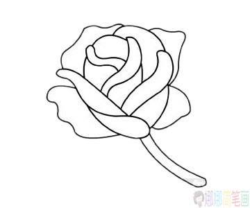 玫瑰花简笔画分步骤画法-4