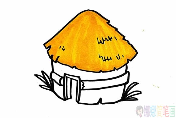 稻草屋简笔画图片教程-3