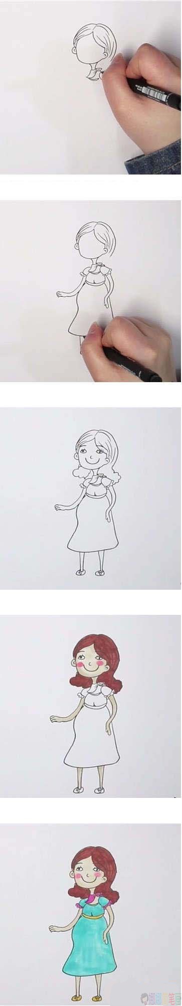 教你一步一步学画孕妇简笔画-2