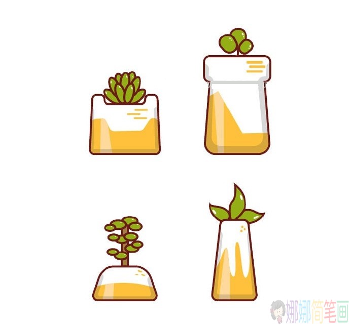 八种盆栽简笔画图片-2