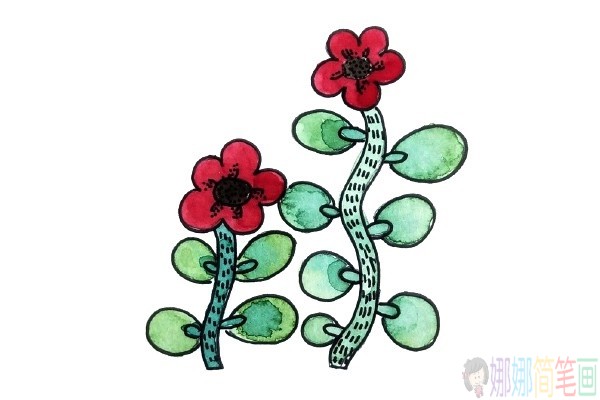 精美的彩色水粉画花朵图片-1