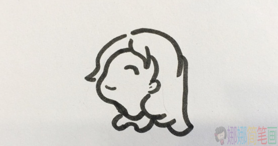 漂亮的女生简笔画图片步骤图-2