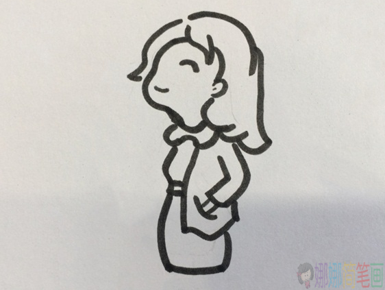 漂亮的女生简笔画图片步骤图-3