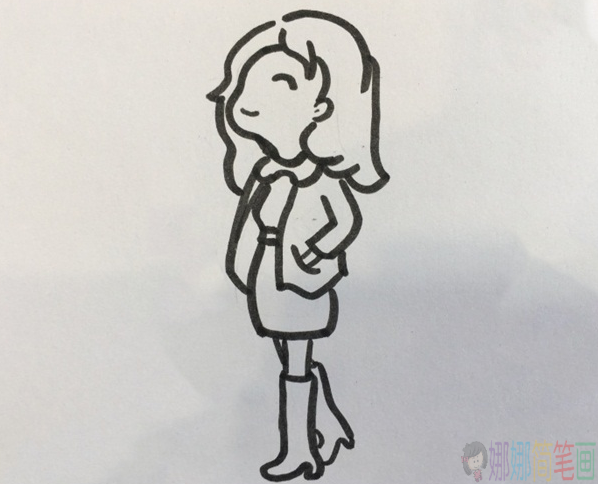 漂亮的女生简笔画图片步骤图-4