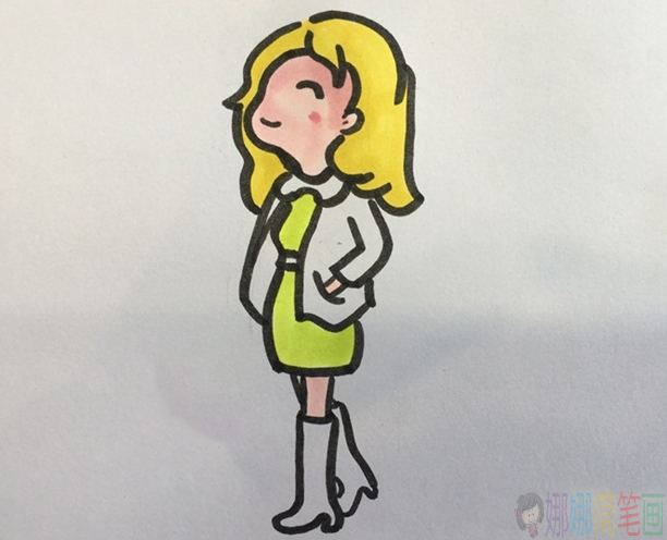 漂亮的女生简笔画图片步骤图-5