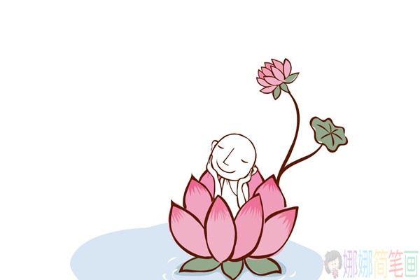 各种造型的彩色荷花简笔画-4
